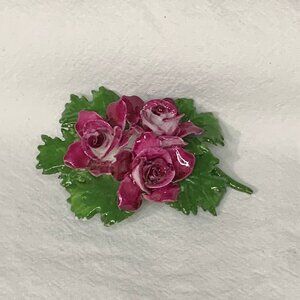 VTG 1940s Adderley Fine Bone China Brooch Pin Floral Roses Made in England